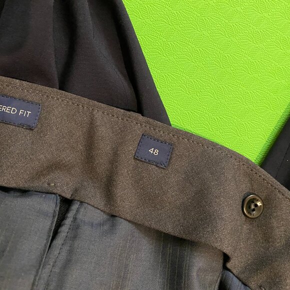 Incotex Grey Blue Color Blocked Slim Pleated Incotex Wool Dress Pants EU 48 - Picture 5 of 15